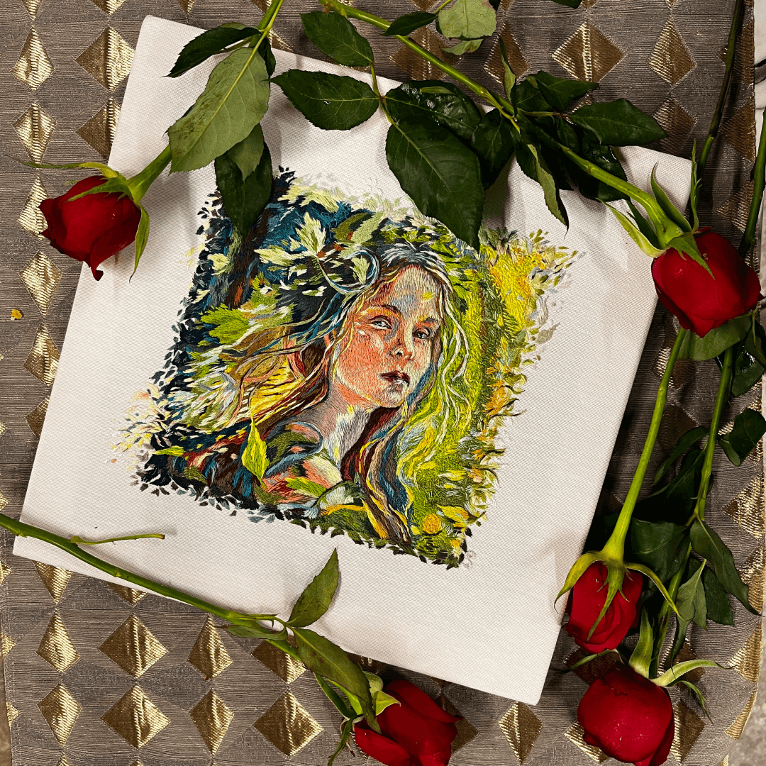 Mavka — thread painting artwork