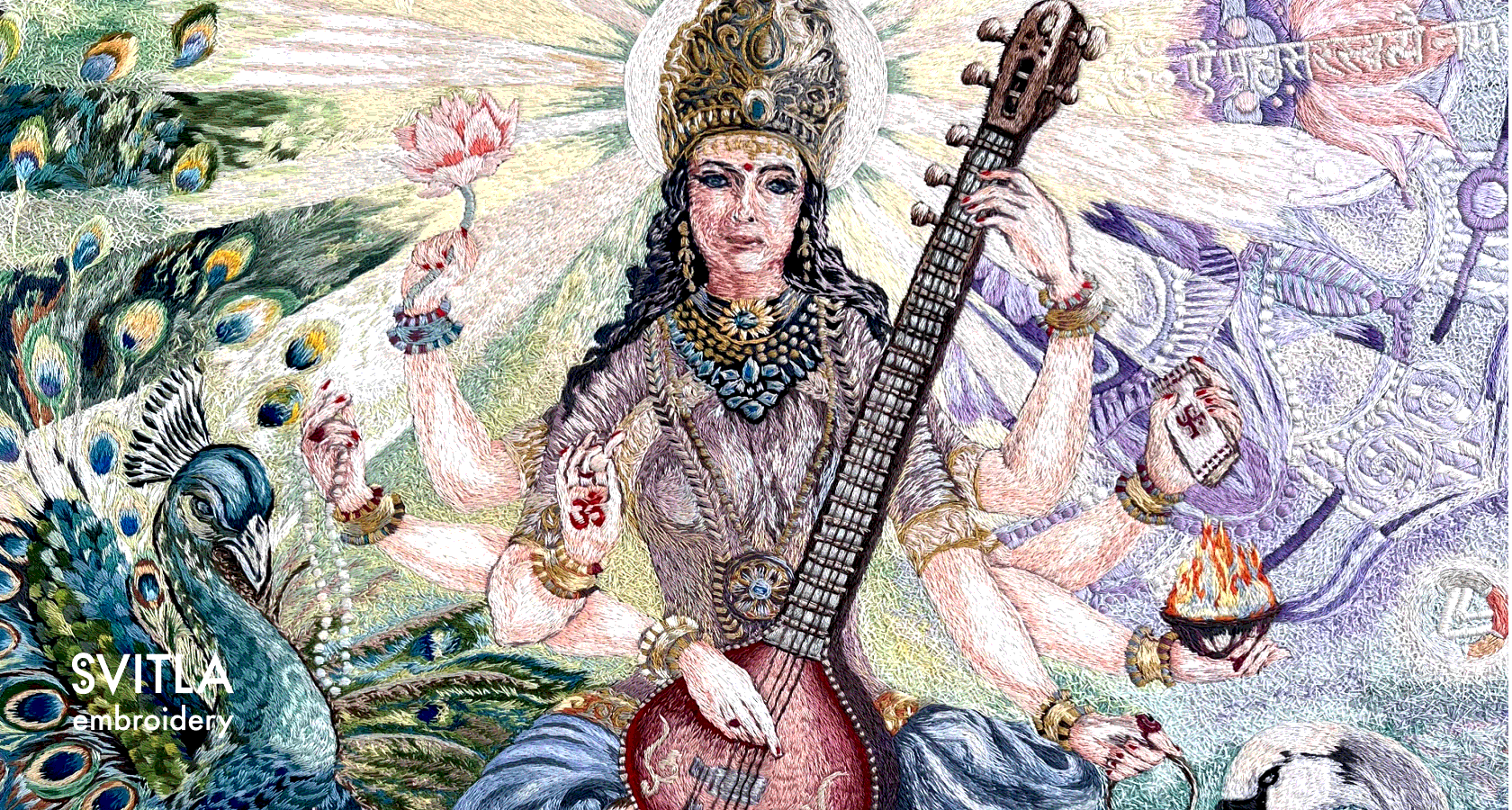 Sarasvati — thread painting SVITLA