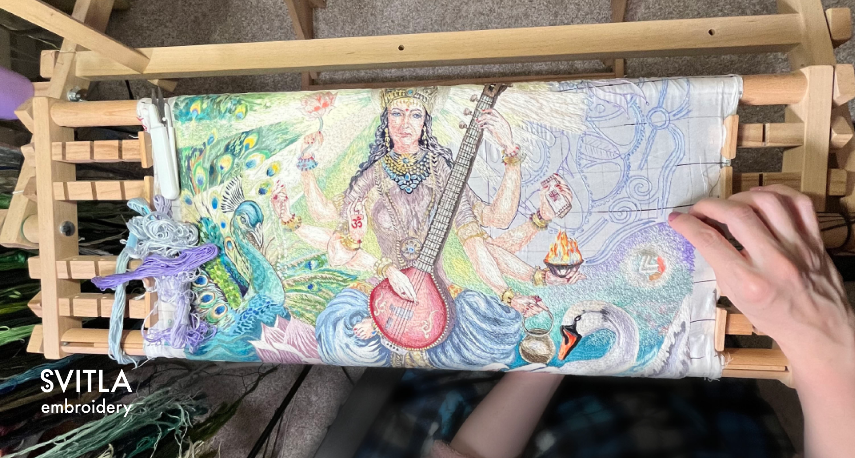 Sarasvati — embroidery process